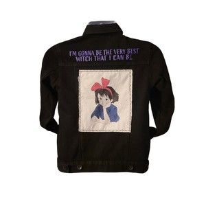 KIKI's Delivery Service Women's Black Best Witch I Can Be Denim Jacket Small